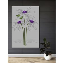 Teona Ahşap Büyülü Beyaz Anemonlar Yağlı Boya Görünümlü Dekoratif Ahşap Tablo Dikdörtgen Tablo