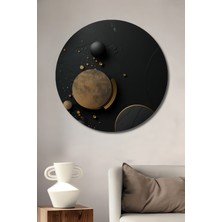 Teona Ahşap Altın Varaklı Modern Soyut Geometrik Ahşap Dekoratif Tablo Yuvarlak Tablo