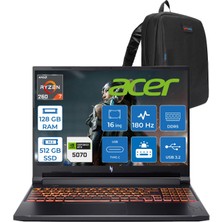 Acer Nitro V 16S Aı Amd Ryzen™ 7 260 128GB Ddr5 512GB SSD 8GB/RTX5070 95W 16"qhd+ 2560X1600 180Hz IPS Freedos Gaming Bilgisayar. NHQYYEY001F32+ZETTAÇANTA