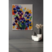 Teona Ahşap Mor Menekşe Bahçesi Yağlı Boya Görünümlü Ahşap Dekoratif Tablo Dikdörtgen Tablo