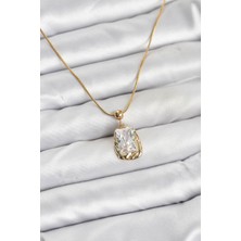 Clariss 316L Çelik Zincir Gold Renk Zirkon Taşlı Kadın Kolye