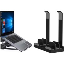 McStorey Laptop Dikey ve Eğimli Stand 3 Slotlu Ayarlanabilir Pvc Tpu Alaşım Masaüstü Organizer Telefon Tablet