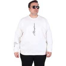 Moc Grande Mocgrande Büyük Beden Bisiklet Yaka Sweat Double Face 25707 Ekru
