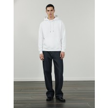 LTB Uzun Kollu Kapüşonlu Sign Baskılı Beyaz Sweatshırt