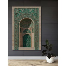 Teona Ahşap Yeşil Dekoratif Ahşap Tablo Fas Sanat Eseri Yağlı Boya Görünümlü Dikdörtgen Tablo