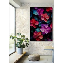 Teona Ahşap Renkli Çiçekler Yağlı Boya Görünümlü Ahşap Dekoratif Tablo Dikdörtgen Tablo