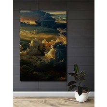 Teona Ahşap Bulutların Arasında Gökyüzü Yağlı Boya Görünümlü Ahşap Dekoratif Tablo Dikdörtgen Tablo