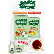 Doğadan Yeşil Çay Mango Lime ve Hindistan Cevizi Papaya Poşet Çay ve Rosie Hediyeli