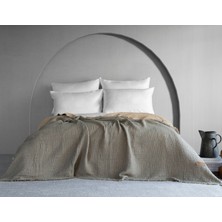 Dantela Camino Müslin 4 Katlı Yatak Örtüsü - Haki/bej Kırçıllı