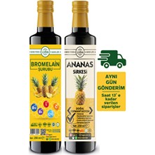Luga Bromelain Şurubu 250 ml + Ananas Sirkesi 250 ml - 2 Li Set, %100 Doğal ve Bitkisel Içerik, Cam Şişe