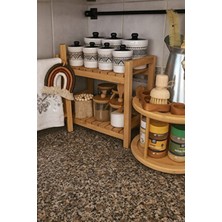 Moola Naturel Ahşap 2 Katlı Mutfak Rafı, Tezgah Üstü Düzenleyici Organizer, Ahşap Baharatlık