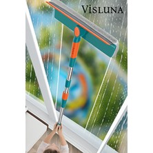 Visluna 180 Derece Döner Başlıklı Teleskopik Cam Temizlik Aparatı Çift Yönlü  Leke Çıkarma Gücü