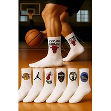 çorapdunyam 7’li Seri Basketbol Temalı Kolej Tenis Çorap Beyaz Renk Cinsiyet: Unisex Türkiye Menşeli