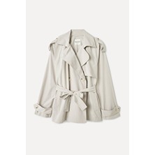 MUDO Mudo Beli Kuşaklı Kısa Trençkot