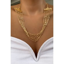 Liveyn Design Altı Sıfralı Topçu Gold Kolye