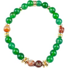 Liveyn Design Yeşil Akik ve Kahverengi Akik Doğaltaş Bileklik