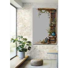 Teona Ahşap Ahşap Dekoratif Tablo Gızemlı Kütüphane Sulu Boya Görünümlü Sanat Eseri Dikdörtgen Tablo