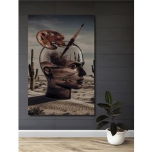 Teona Ahşap Kaktüs Çöl Zihni Yağlı Boya Görünümlü Soyut Sanat Ahşap Dekoratif Tablo Dikdörtgen Tablo