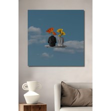 Teona Ahşap Mavi Gökyüzünde Çiçek Açan Insan Figürleri Yağlı Boya Görünümlü Ahşap Tablo Dikdörtgen Tablo