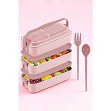  3 katlı lunch box – 1260 ml | sızdırmaz | çatal-kaşık dahil | 4 renk