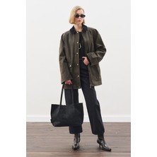 Manuka Oversıze Kontrast Yakalı Parka Boz Gri