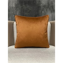 Fabricland Ithal Ipek Kadife Kırlent Kılıfı 43X43 cm Turuncu Renk Modern Desenli 1 Adet