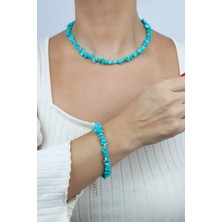 Liveyn Design Turkuaz Doğaltaş Kolye Bileklik Set