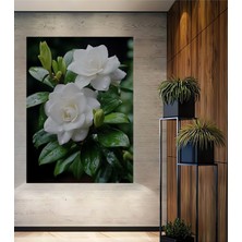 Teona Ahşap Saf Beyaz Zambak Yağlı Boya Görünümlü Ahşap Dekoratif Tablo Dikdörtgen Tablo