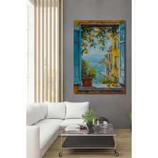 Teona Ahşap Akdeniz Esintisi Yağlı Boya Görünümlü Ahşap Dekoratif Tablo Dikdörtgen Tablo