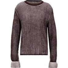 Mustang Bisiklet Yaka Relaxed Fitilli Kahve Kazak Kadın M5WL-KZK1720