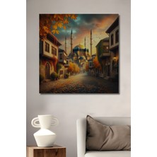 Teona Ahşap Osmanlı Sokakları Manzara Yağlı Boya Görünümlü Ahşap Dekoratif Tablo Dikdörtgen Tablo