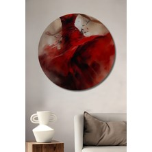 Teona Ahşap Flamenko Dansı Yağlı Boya Görünümlü Ahşap Dekoratif Tablo Yuvarlak Tablo