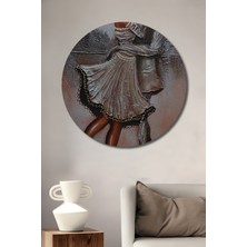 Teona Ahşap Romantik Yağlı Boya Görünümlü Dans Eden Çift Ahşap Dekroatif Tablo Yuvarlak Tablo