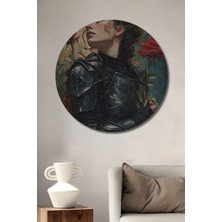 Teona Ahşap Savaşçı Gülün Sırrı Yağlı Boya Görünümlü Ahşap Dekoratif Tablo Yuvarlak Tablo