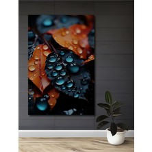 Teona Ahşap Sonbahar Yaprakları Üzerinde Yağmur Damlaları Ahşap Tablo Yağlı Boya Görünümlü Sanat Eseri