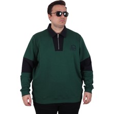 Moc Grande Mocgrande Büyük Beden Polo Yaka Fermuarlı Sweat Double Face 25709 Neftı