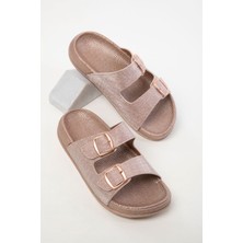 Pienn Parlak Metalik Renk Kadın Günlük Comfort Terlik