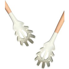 Bambu Saplı 1 Kişilik Sert Silikon Spagetti Kepçesi Modern Desen ile Ergonomik Kullanım Sunar