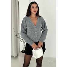 Noa Noa Kadın V Yaka Düğmeli Triko Hırka – Textured Grace