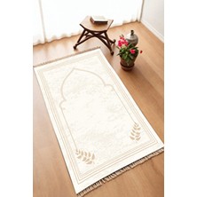 Aymira Home Dekoratif Dijital Baskılı Krem Kaymaz Taban Seccade Namazlık 75X120