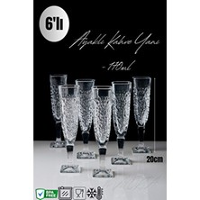  şık 6'lı ayaklı su bardağı, 155ml, kahve yanı, bej renkli set