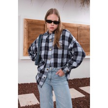 Mery Mery Boutique Pamuklu Ekose Oduncu Kadın Gömlek Oversize
