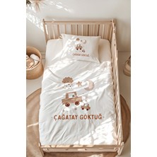 Lilabio %100 Pamuk Isme Özel Isimli Montessori Yatak Nevresim Takımı (100X200 Cm) Araba