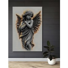 Teona Ahşap Melek Heykeli Yağlı Boya Görünümlü Dekoratif Ahşap Tablo Dikdörtgen Tablo