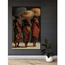 Teona Ahşap Afrika Kabile Kadınları Yağlı Boya Görünümlü Ahşap Dekoratif Tablo Dikdörtgen Tablo