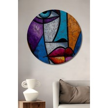 Teona Ahşap Modern Sanat Kübik Yüz Yağlı Boya Görünümlü Ahşap Dekoratif Tablo Yuvarlak Tablo