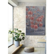 Teona Ahşap Damla Damla Pembe Çiçek Sulu Boya Görünümlü Ahşap Dekoratif Tablo Dikdörtgen Tablo