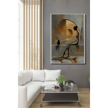 Teona Ahşap Modern Sanat Esintili Pastel Boya Görünümlü Ahşap Tablo Geometrik Kadın ve Kuş Sahnesi