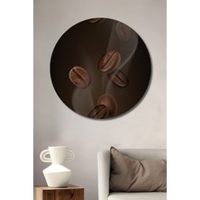 Teona Ahşap Kahve Taneleri Ahşap Dekoratif Tablo Yağlı Boya Görünümlü Sanat Eseri Yuvarlak Tablo