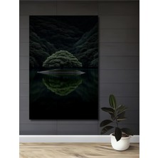 Teona Ahşap Ahşap Dekoratif Tablo Gızemlı Göl Sulu Boya Görünümlü Sanat Eseri Dikdörtgen Tablo